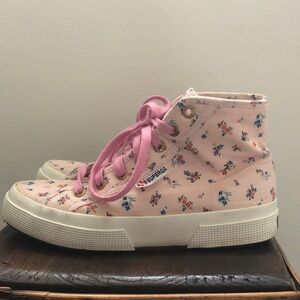 Superga Kids Pink Floral Canvas Sneakers